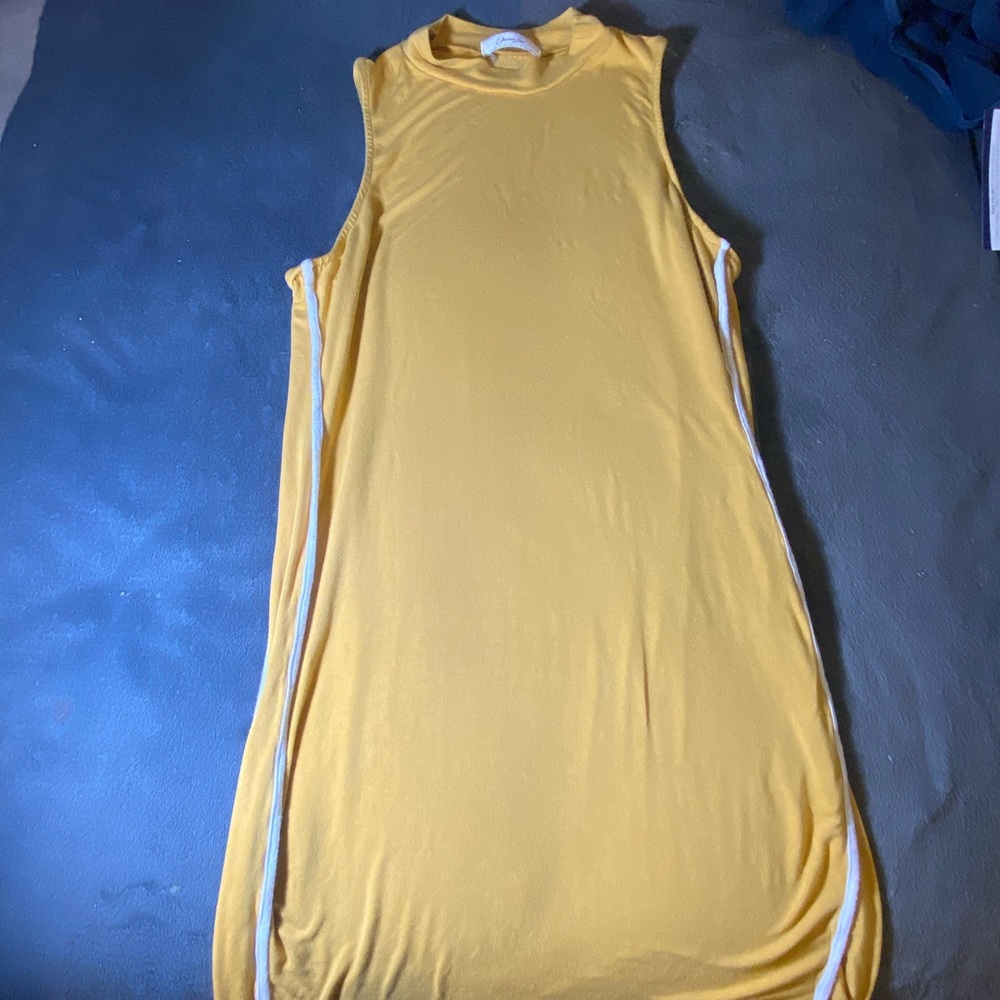 Mustard yellow with 2 strips on side dress Size M